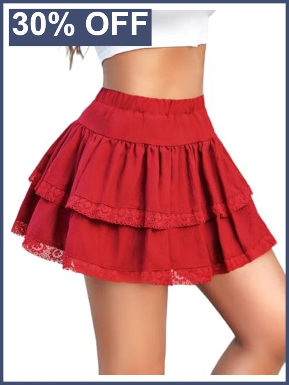 High Waisted Tiered Ruffle Mini Skirt A-Line Lingerie Skirt